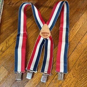 Vintage Popular Mechanics Red, White, and Blue Striped Suspenders